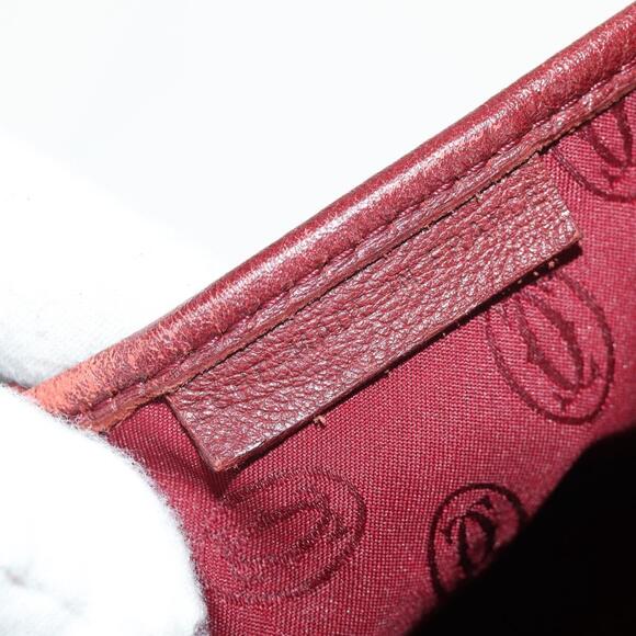 CARTIER Must Line Shoulder Bag Leather Bordeaux Gold Auth ki6152